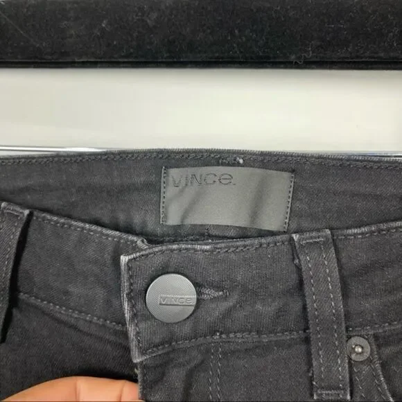 VINCE Black Mid Rise 5 Pocket Zip Ankle Moto Skinny Jeans Women's Size 26 - Picture 10 of 12